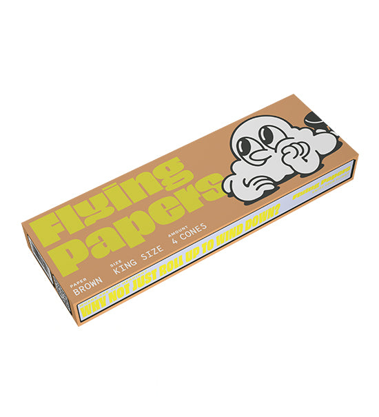 Flying Papers King Size Pre Rolled Organic Brown Paper Cones Display Case 60/Box