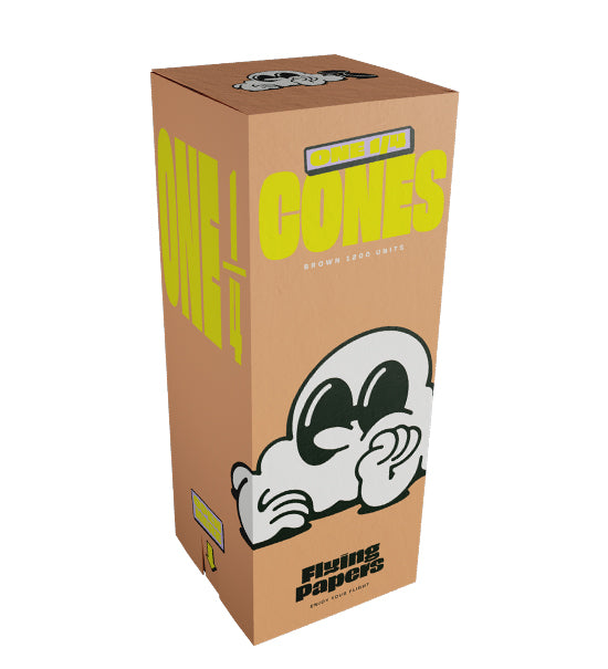 Flying Papers 84mm Classic 1 1/4 Sized Pre Rolled Organic Brown Cones 1200/Box