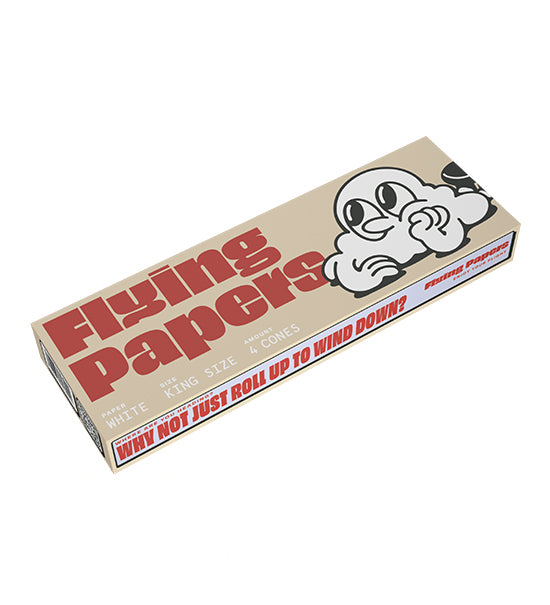 Flying Papers King Size Pre Rolled Organic White Paper Cones Display Case 60/Box