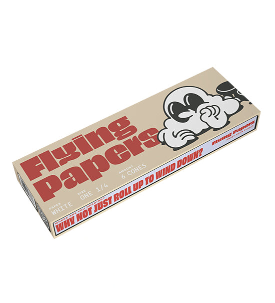 Flying Papers 1 1/4 Size Pre Rolled Organic White Paper Cones Display Case 40/Box
