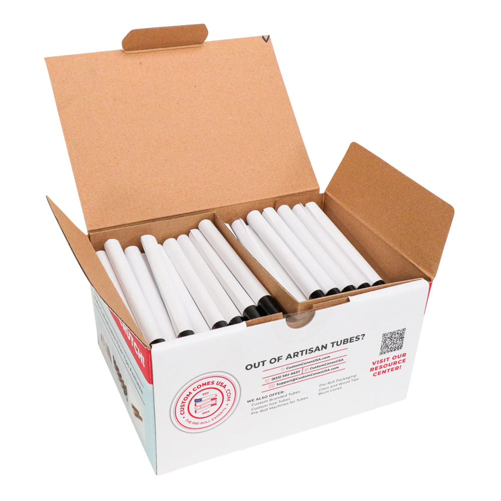 Custom Cones USA King Size 109mm Pre Rolled Tubes w/ Glass Filter Tip Refined White Paper 100/Box