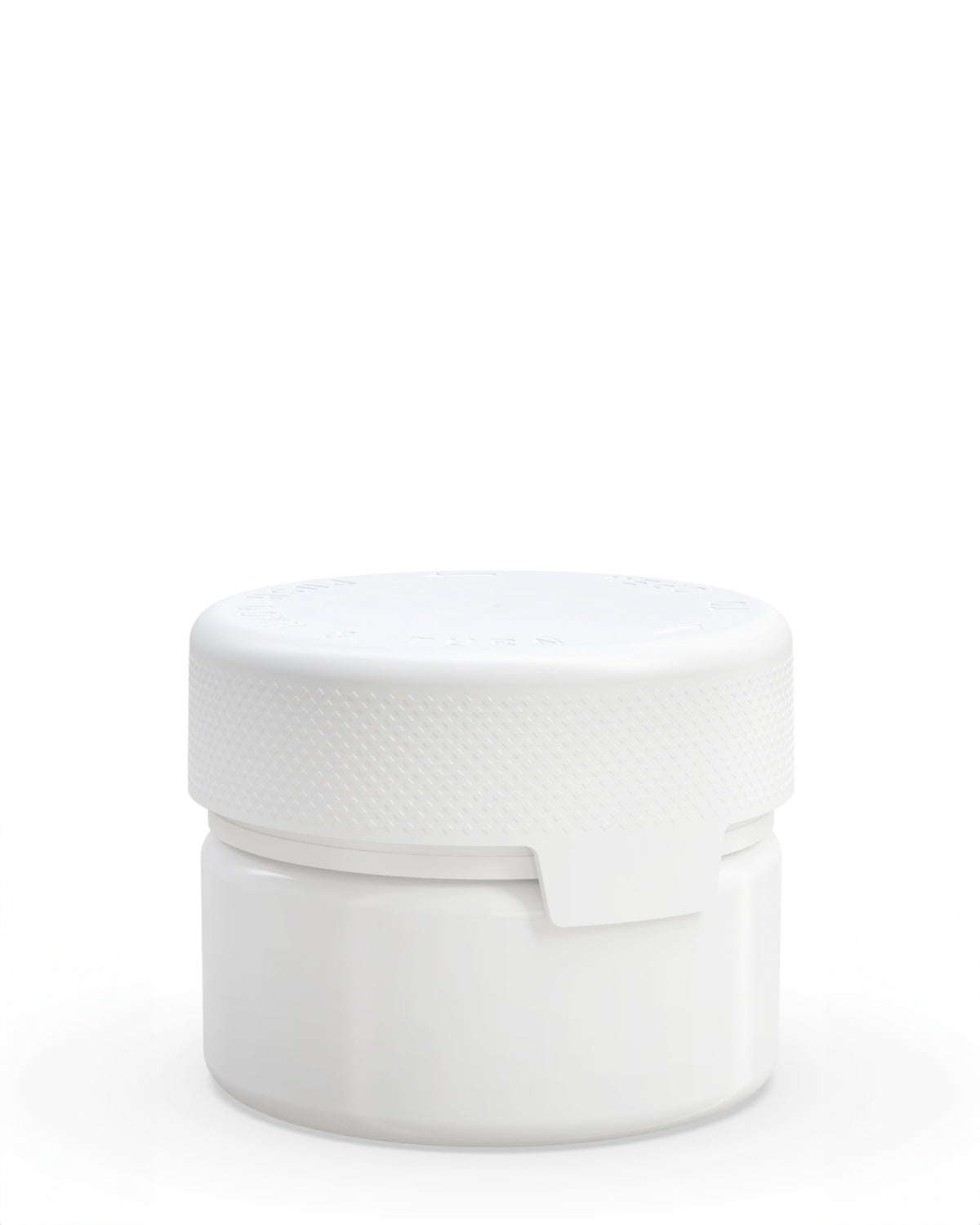 7.5oz Chubby Gorilla White Child Resistant Opaque Plastic Aviator Container w/ White Cap 100/Box