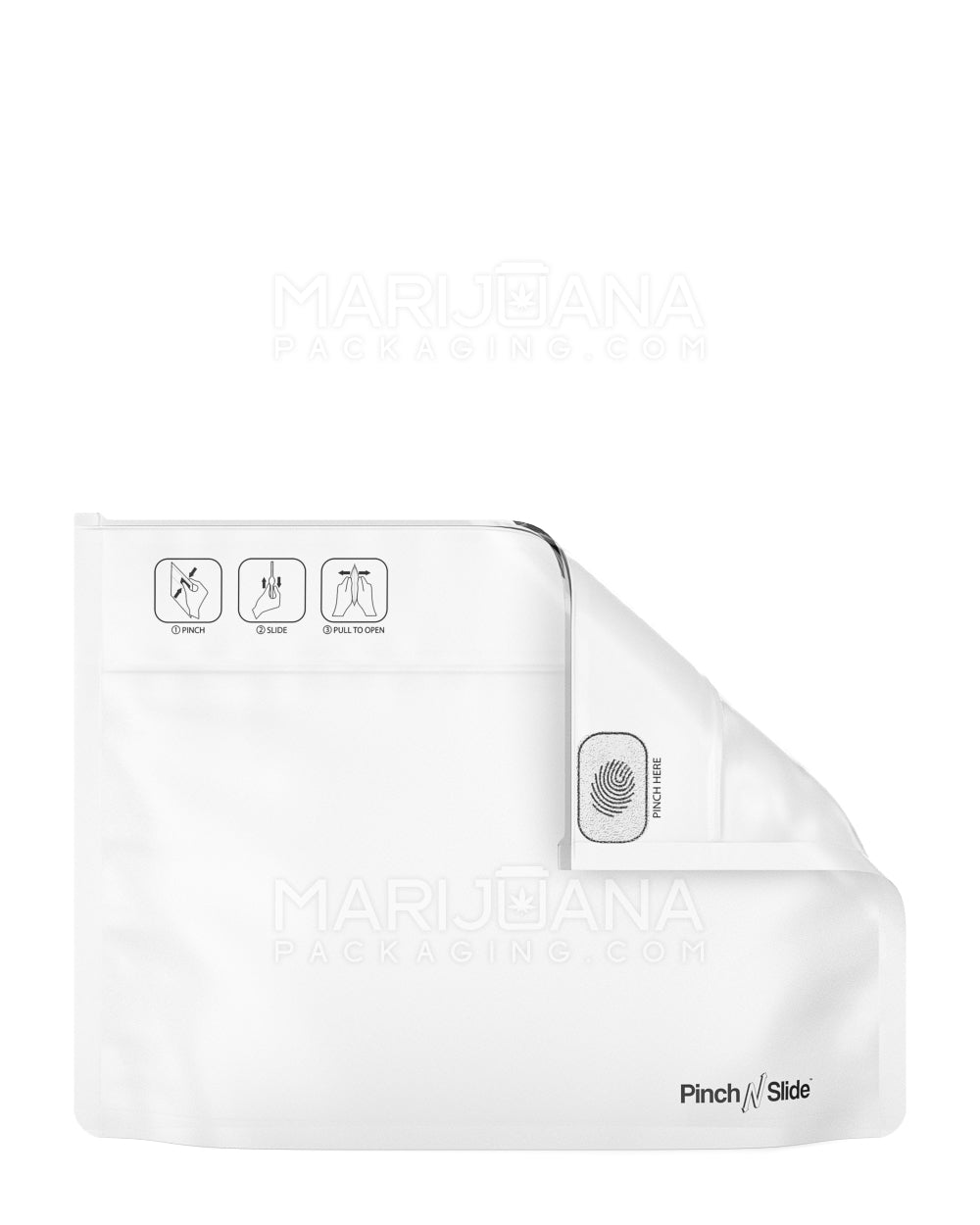 Child Resistant | Pinch N Slide ASTM Matte White Mylar Exit Bags | 12in x 9in - 56g - 250 Count - 1