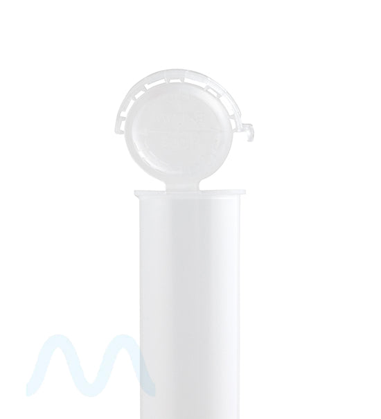 Child Resistant & Tamper Evident | Pop Top Plastic Pre-Roll Tubes (Open) | 98mm - Clear - 1000 Count