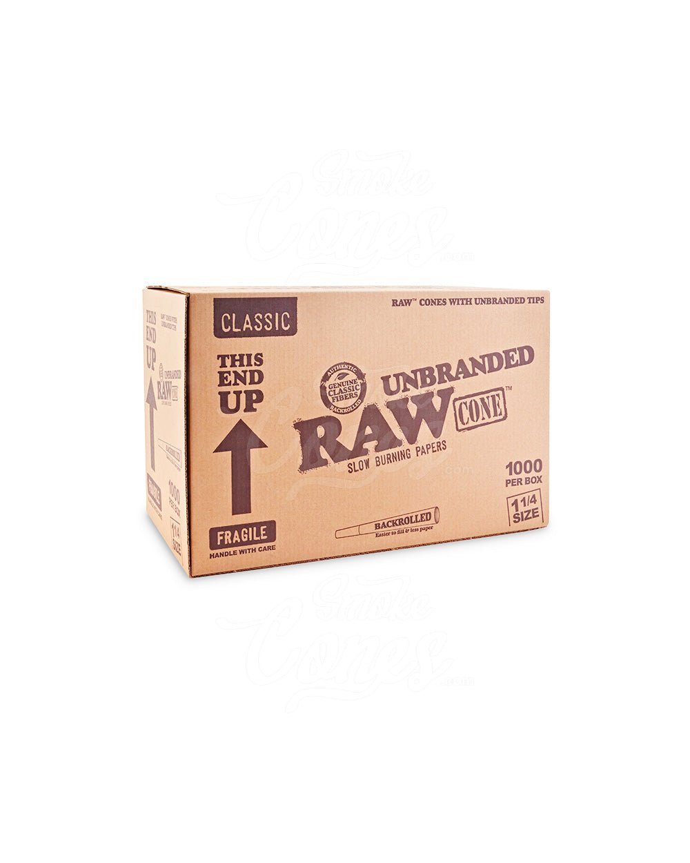 RAW 1 1/4 Size 84mm Unbranded Pre Rolled Cones 1000/Box - 1