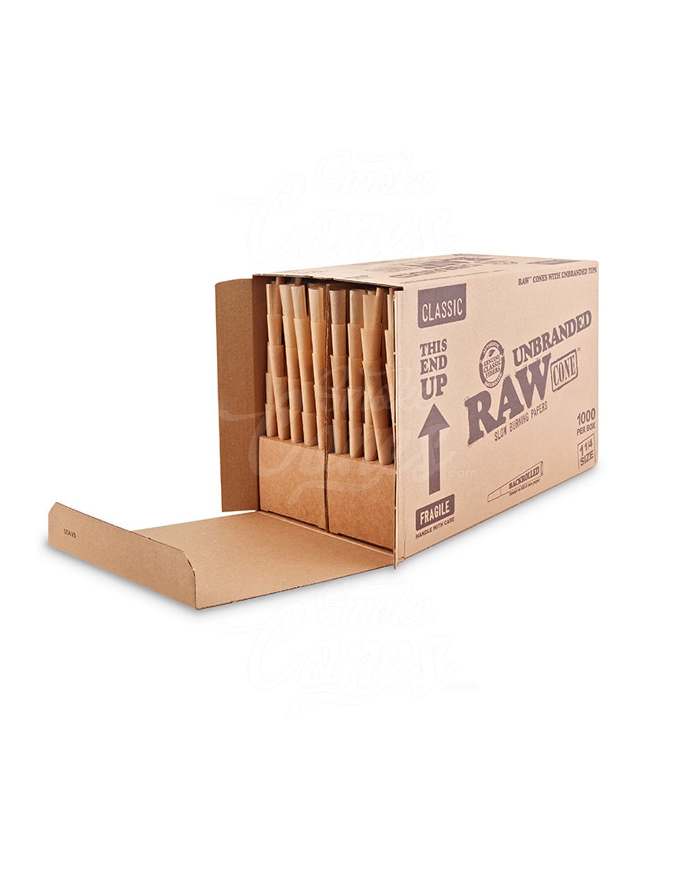 RAW 1 1/4 Size 84mm Unbranded Pre Rolled Cones 1000/Box - 2