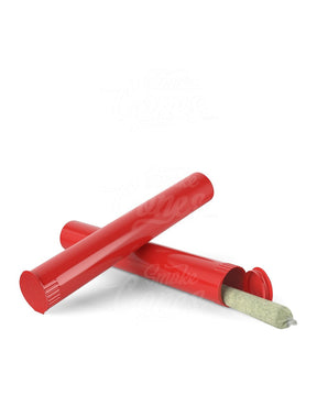 116mm Child Resistant King Size Biodegradable Pop Top Opaque Red Plastic Open Cone Pre-Roll Tubes 1000/Box - 8