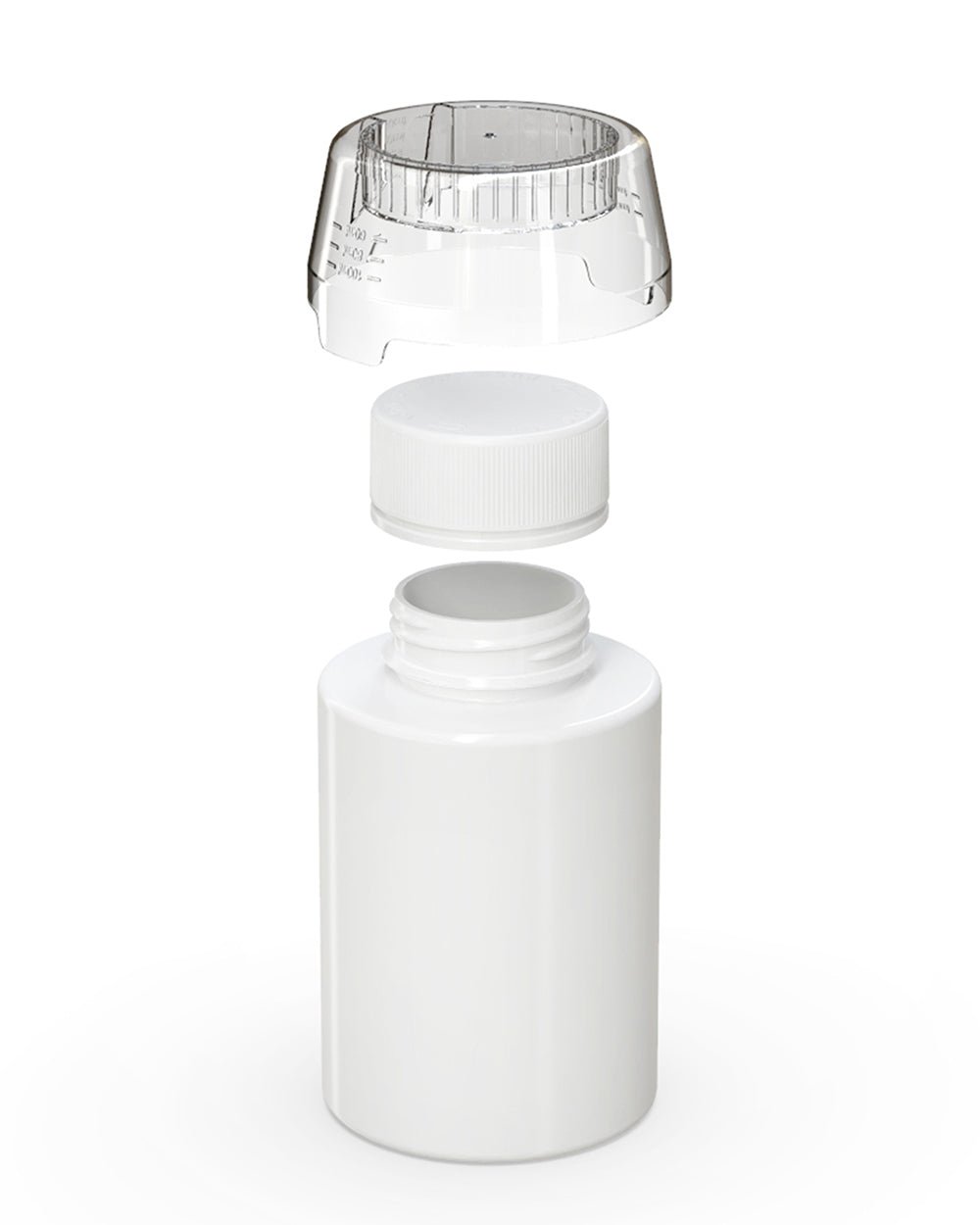 500mL Chubby Gorilla White Child Resistant Opaque Plastic Aviator Base Bottles 60/Box - 4