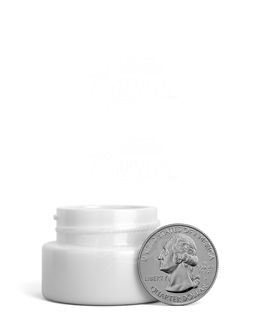 32mm Push and Turn Child Resistant Glossy Glass Concentrate Containers w/ Foam Liner Cap - White - 320/Box