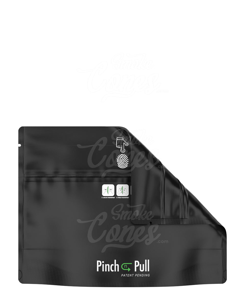 Matte-Black 8" x 6" Mylar Pinch N Pull Child Resistant Exit PCR Bags (28 grams) 250/Box