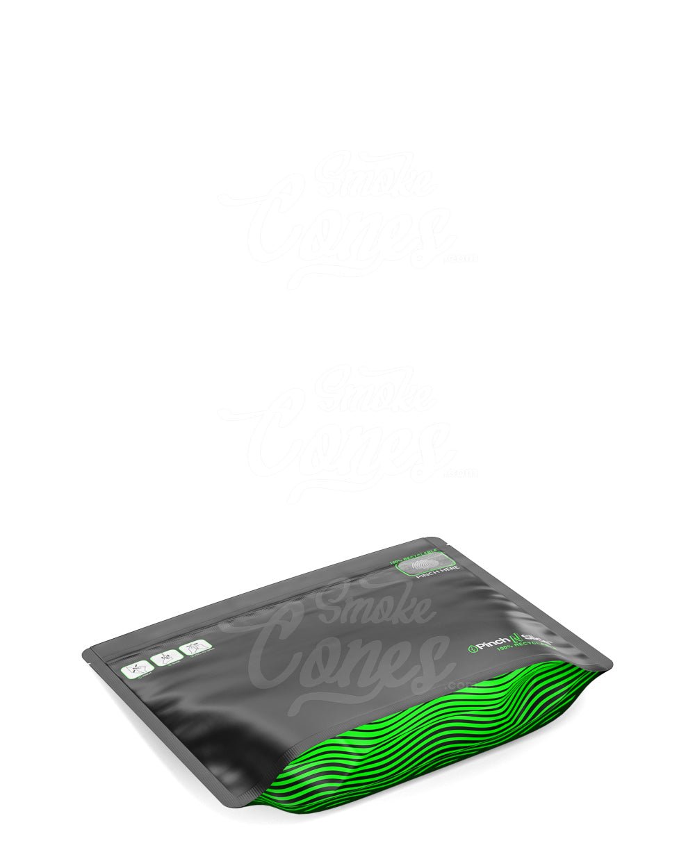 Matte - Black 12" x 9" Mylar Pinch N Slide 3.0 Child Resistant & Tamper Evident Recyclable Exit Bags (56 grams) 250/Box - 5