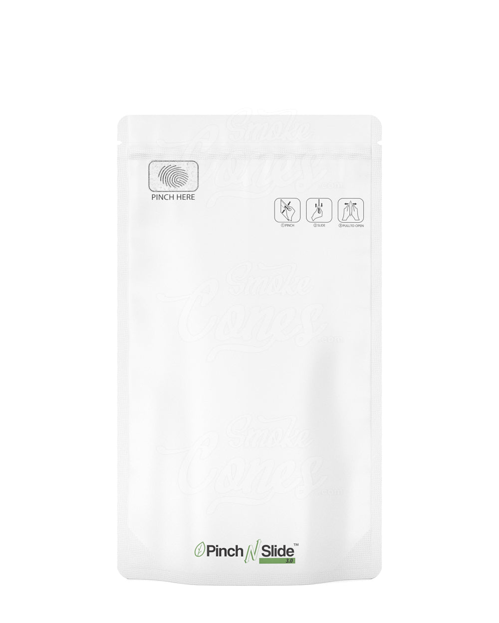 Matte - White 5" x 8" Mylar Pinch N Slide 3.0 Child Resistant & Tamper Evident PCR Bags (14 grams) 250/Box - 1