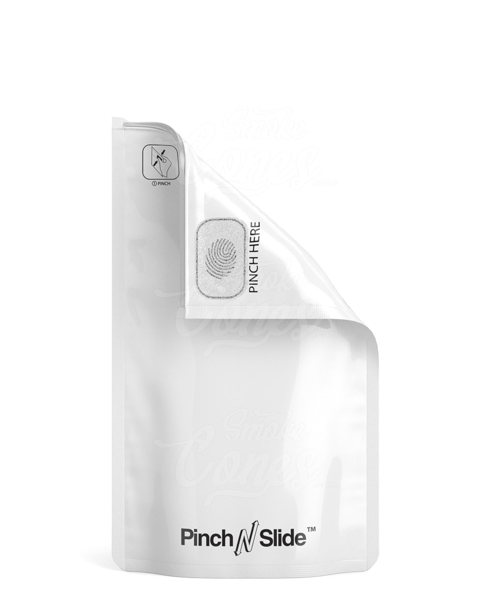 Matte-White 5" x 8.5" Mylar Pinch N Slide 3.0 Child Resistant & Tamper Evident Bags (14 grams) 250/Box