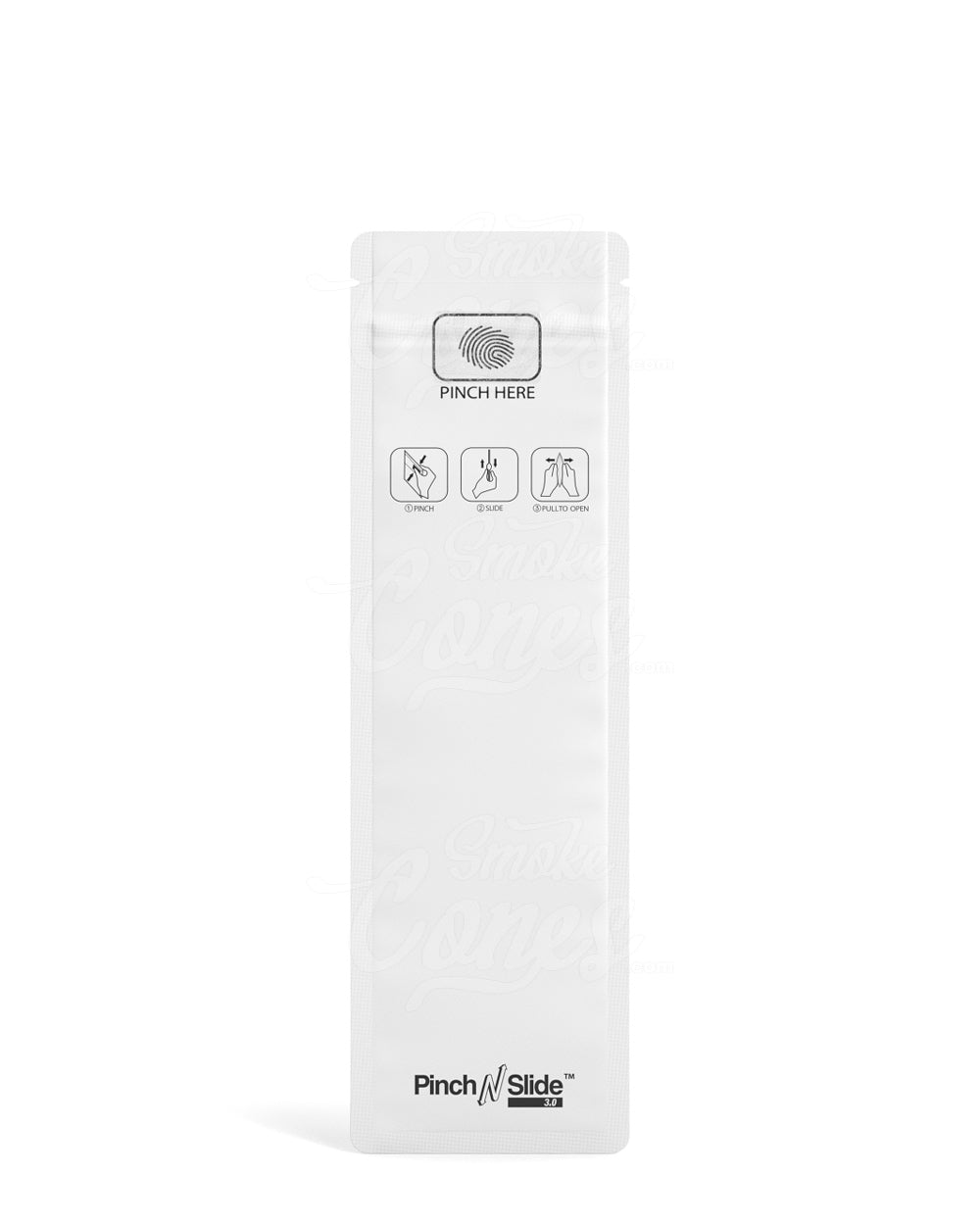 Matte-White 2.4" x 7.8" Pinch N Slide 3.0 Mylar Child Resistant & Tamper Evident Bags (2.5 grams) 250/Box