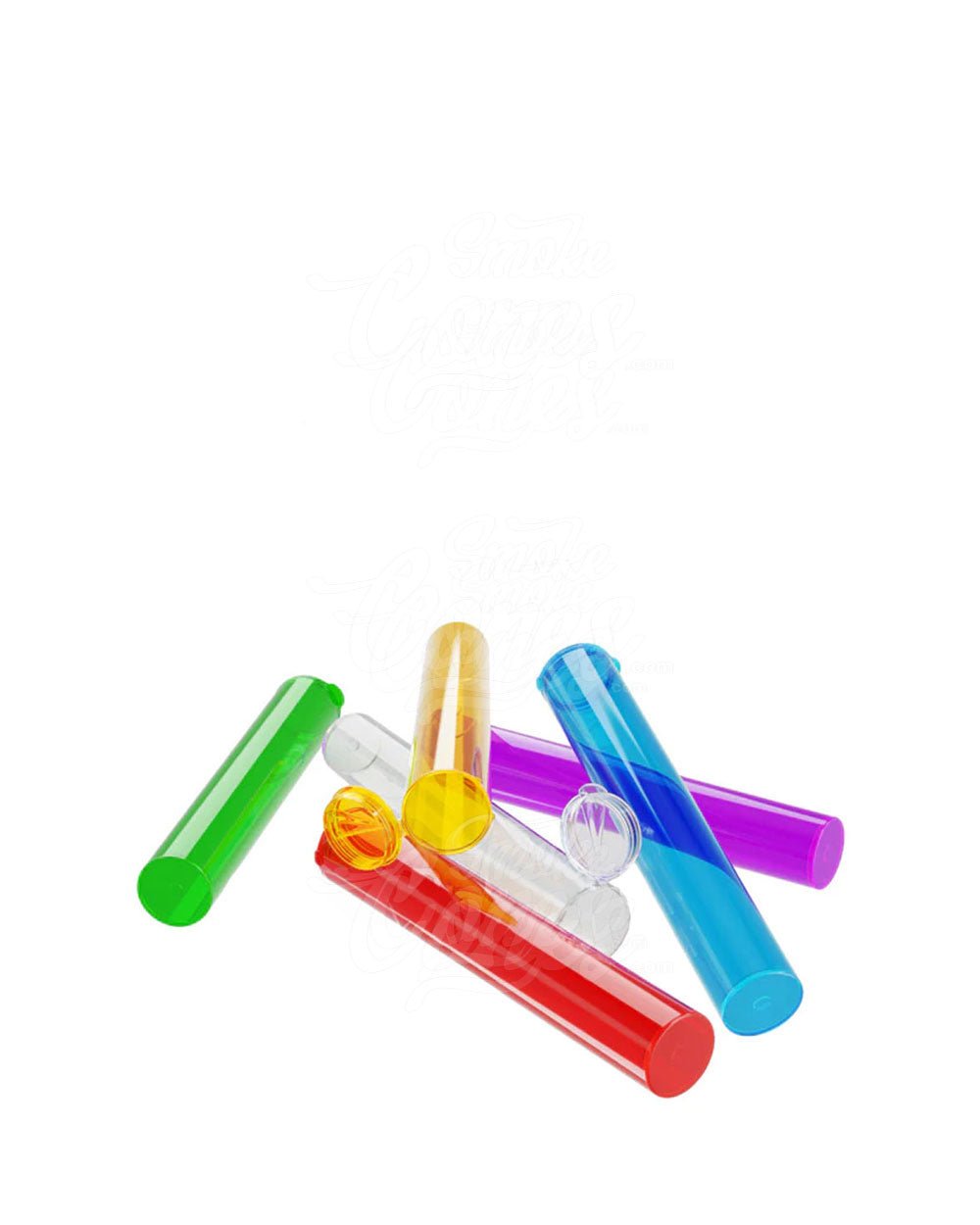 116mm Child Resistant King Size Translucent Pop Top Assorted Plastic Pre-Roll Tubes 1000/Box - 2