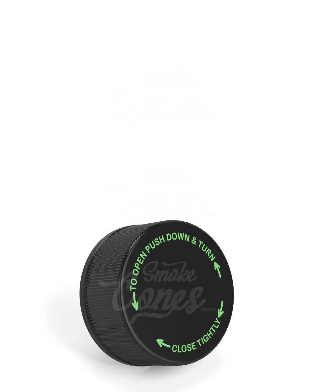 28mm Ribbed Push and Turn Child Resistant Plastic Caps With Foam Liner - Glossy Black - 504/Box - 3