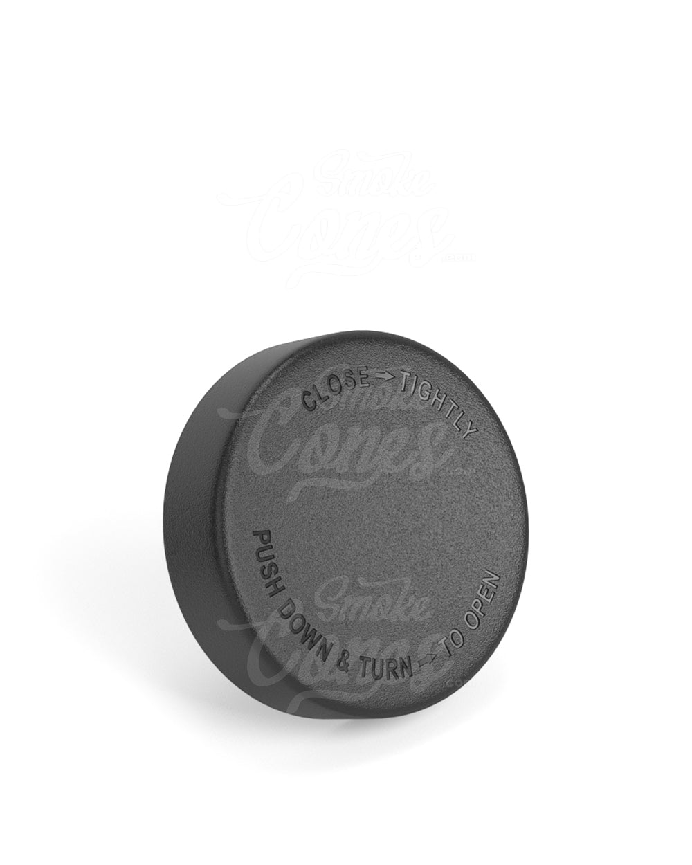 50mm Smooth Push and Turn Child Resistant Plastic Caps With Pressure Sensitive Inliners - Black - 100/Box - 3