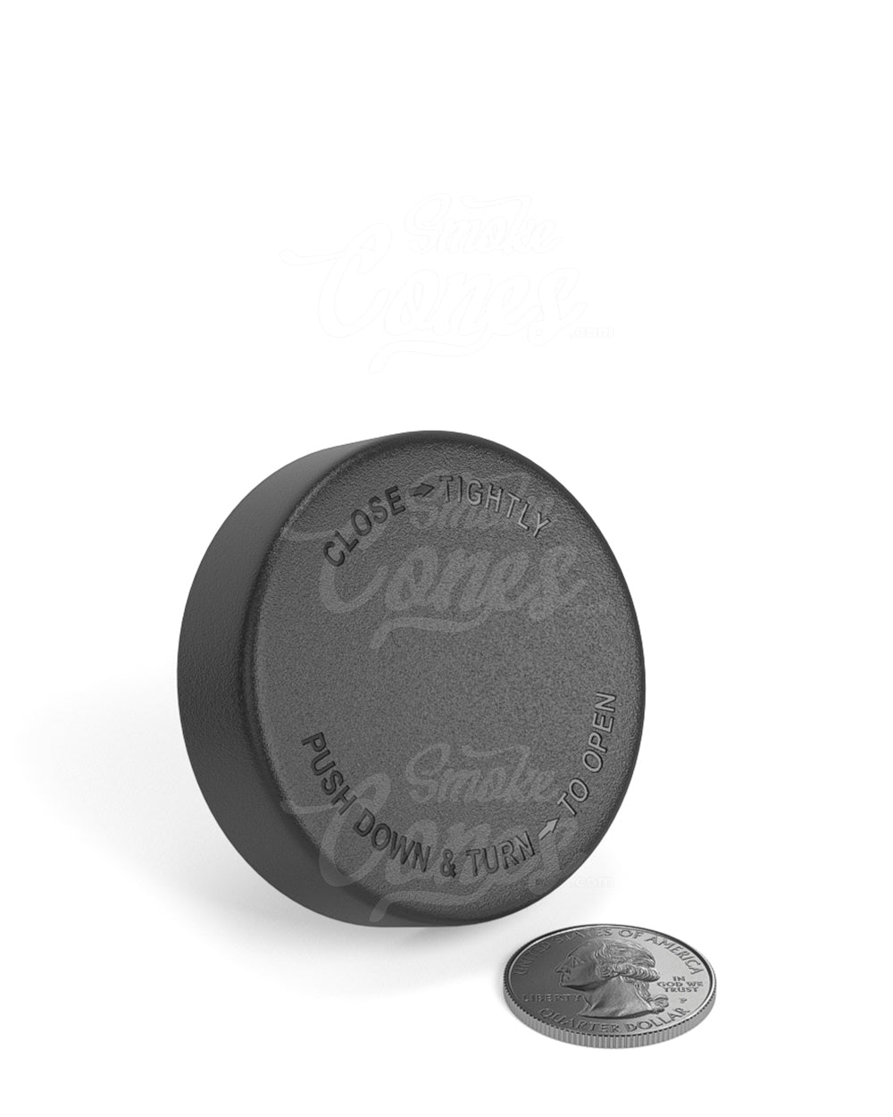 50mm Smooth Push and Turn Child Resistant Plastic Caps With Pressure Sensitive Inliners - Black - 100/Box - 5