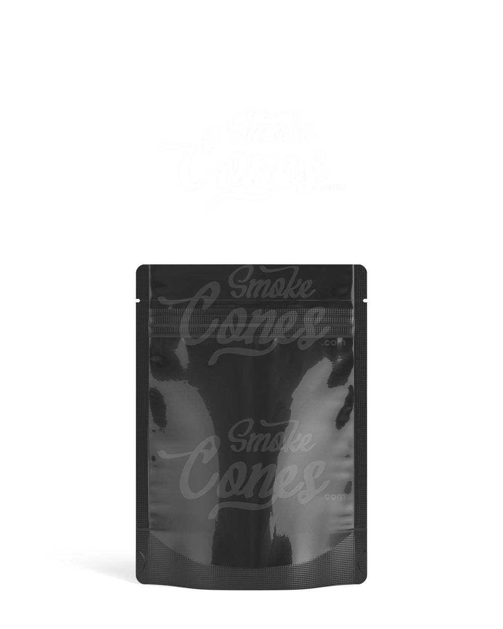 Glossy-Black 3.62" x 5" Mylar Tamper Evident Tear Notch PCR Bags (3.5 grams) 1000/Box