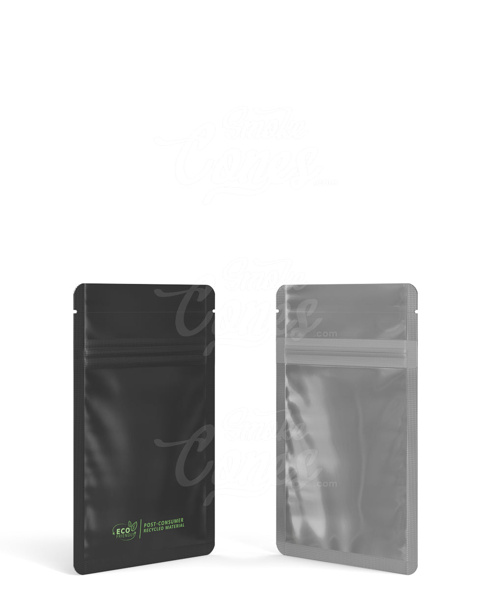 Glossy - Black 3" x 4.5" Mylar Tamper Evident No Tear Notch PCR Bags (1 grams) 1000/Box - 3