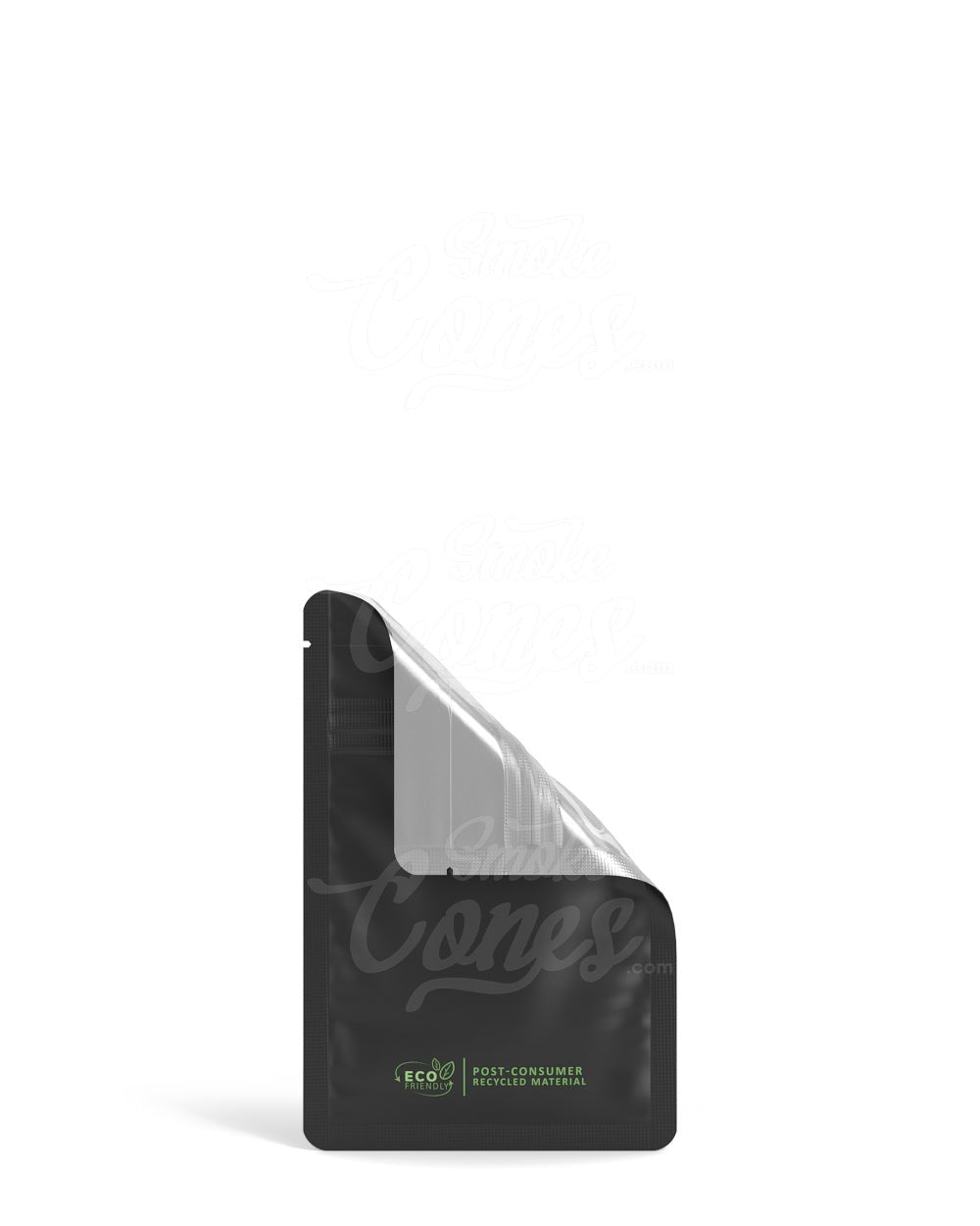 Glossy - Black 3" x 4.5" Mylar Tamper Evident No Tear Notch PCR Bags (1 grams) 1000/Box - 5
