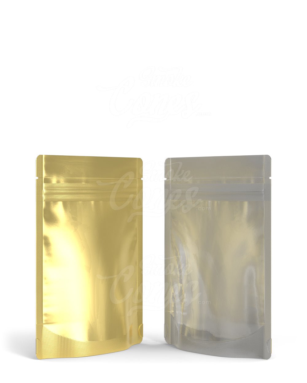 Matte - Gold 3.6" x 5" Mylar Tamper Evident Tear Notch Bags (3.5 grams) 1000/Box - 3