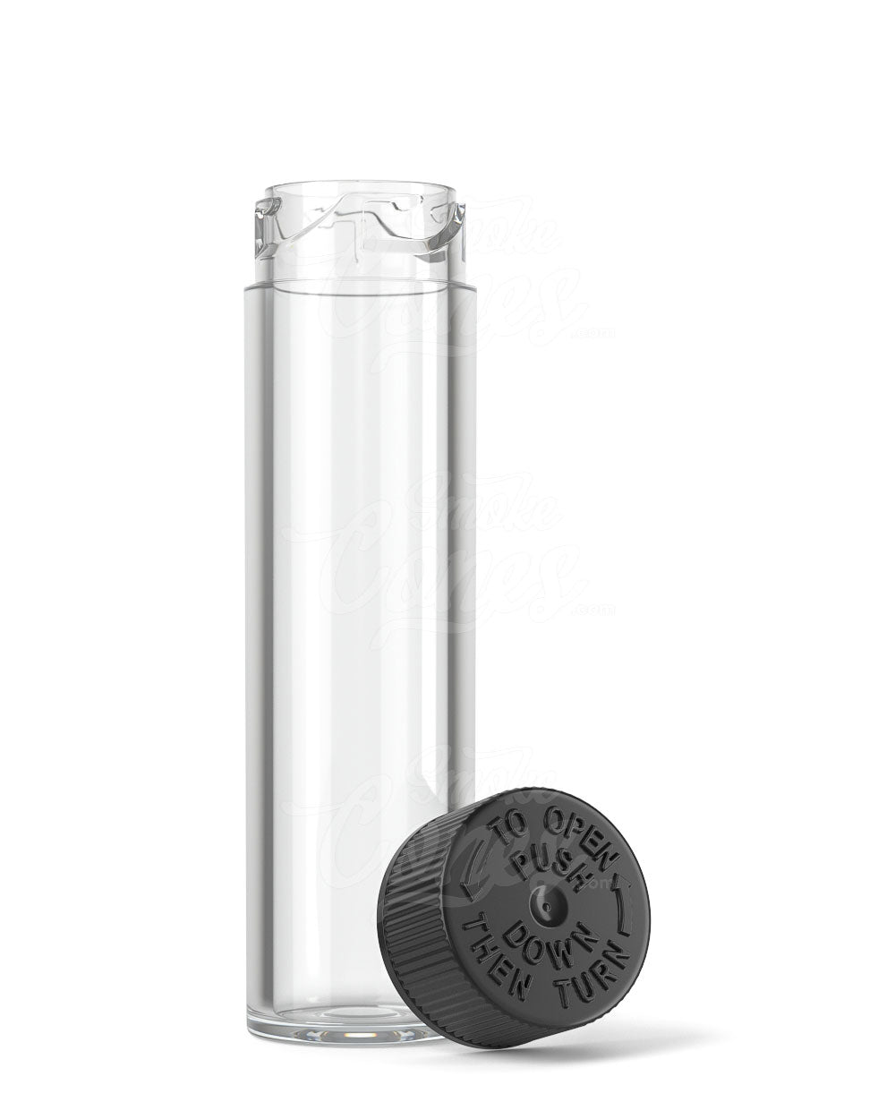Child Resistant Push & Turn Clear Vape Cartridge Tube With Black Cap 500/Box
