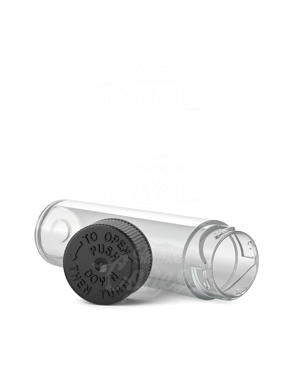 Child Resistant Push & Turn Clear Vape Cartridge Tube With Black Cap 500/Box