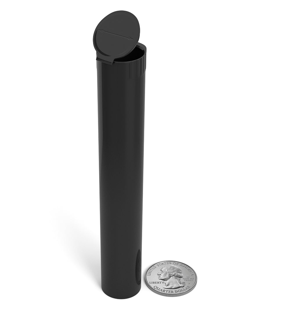 116mm Child Resistant King Size Pop Top Opaque Plastic Black USA Pre-Roll Tubes 1000/Count