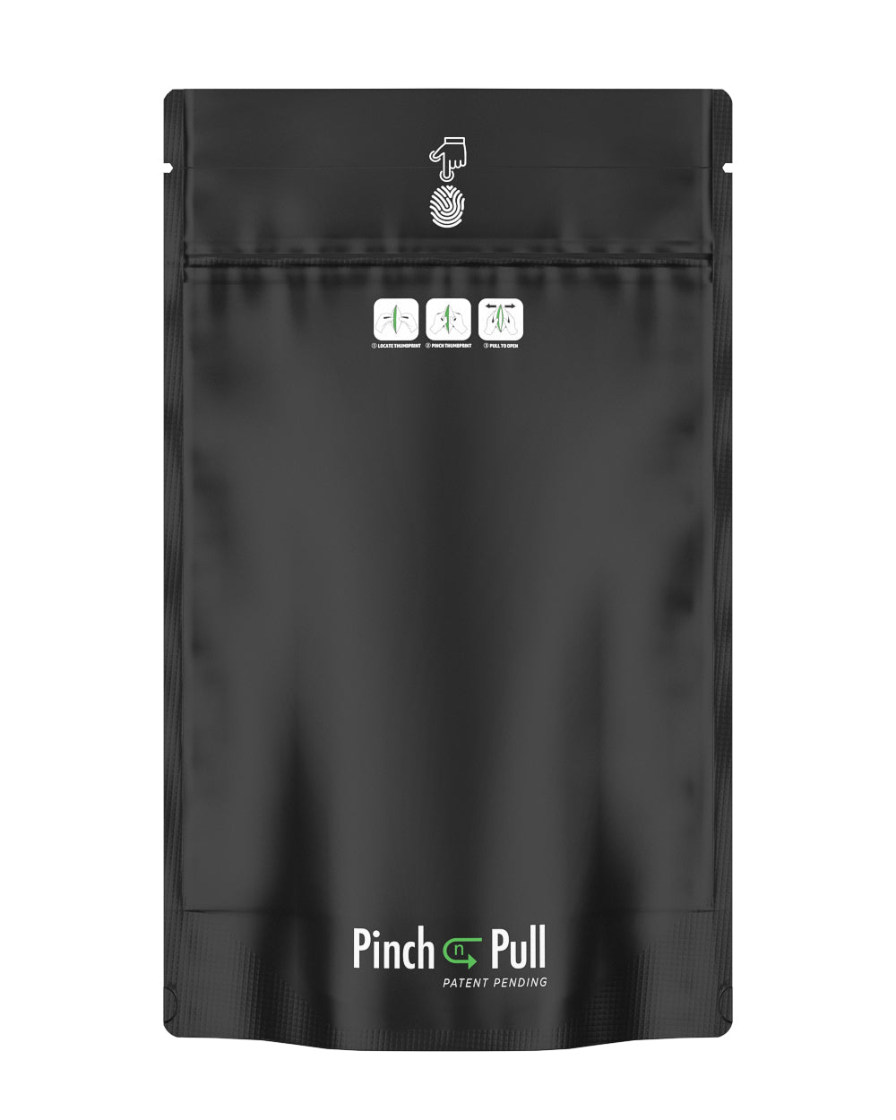 Matte-Black 6" x 9.8" Mylar Pinch N Pull Child Resistant & Tamper Evident PCR Bags (28 gram) 250/Box