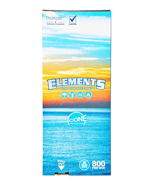 Elements 109mm King Sized Pre Rolled Ultra Thin Paper Rice Cones 800/Box - 4
