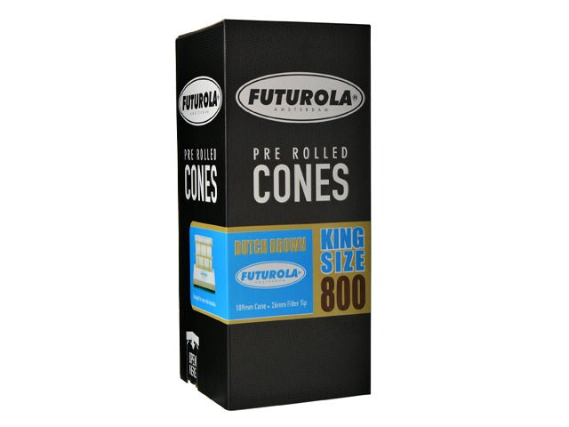 Futurola 109mm King Size Pre Rolled Brown Paper Cones 800/Box - 1