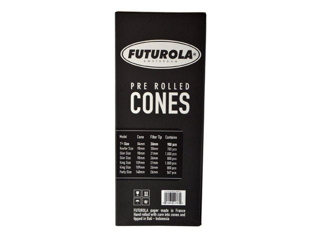 Futurola 84mm 1 1-4 Size Classic White Pre Rolled Paper Cones 900/Box - 3