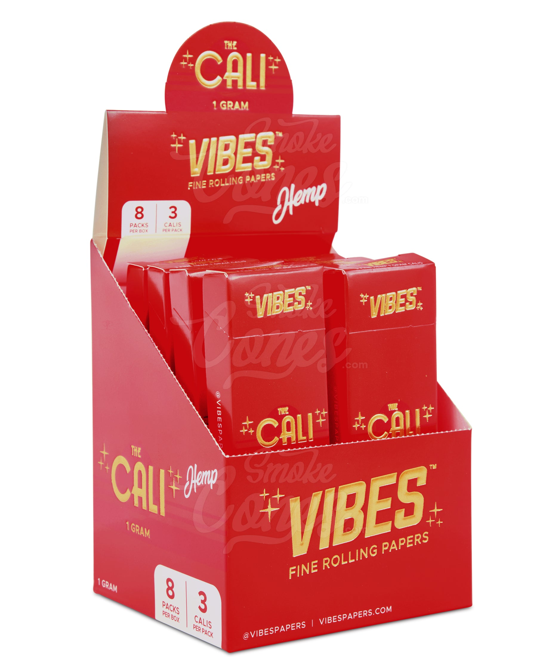 Vibes 110mm King Sized The Cali 1 Gram Pre Rolled Hemp Paper Cones 24/Box