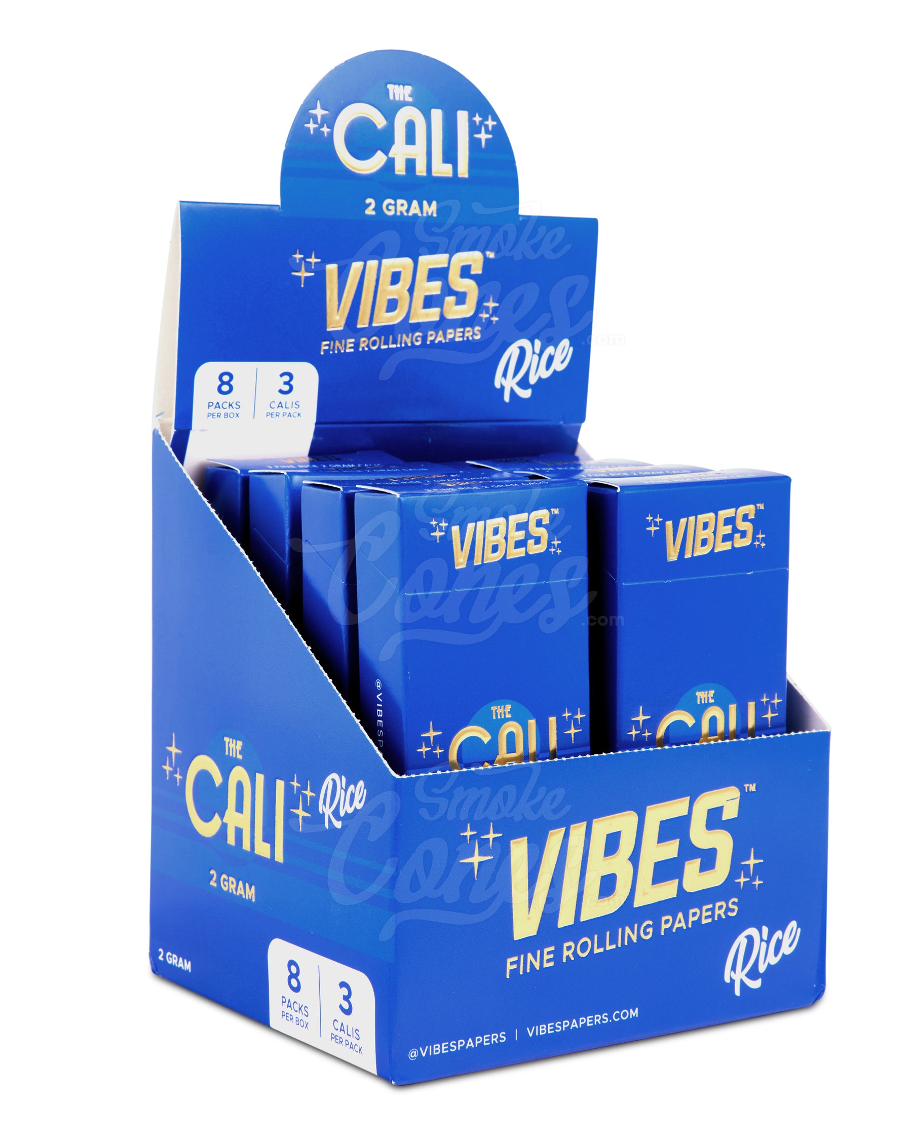 Vibes 110mm King Sized The Cali 2 Gram Pre Rolled Rice Paper Cones 24/Box