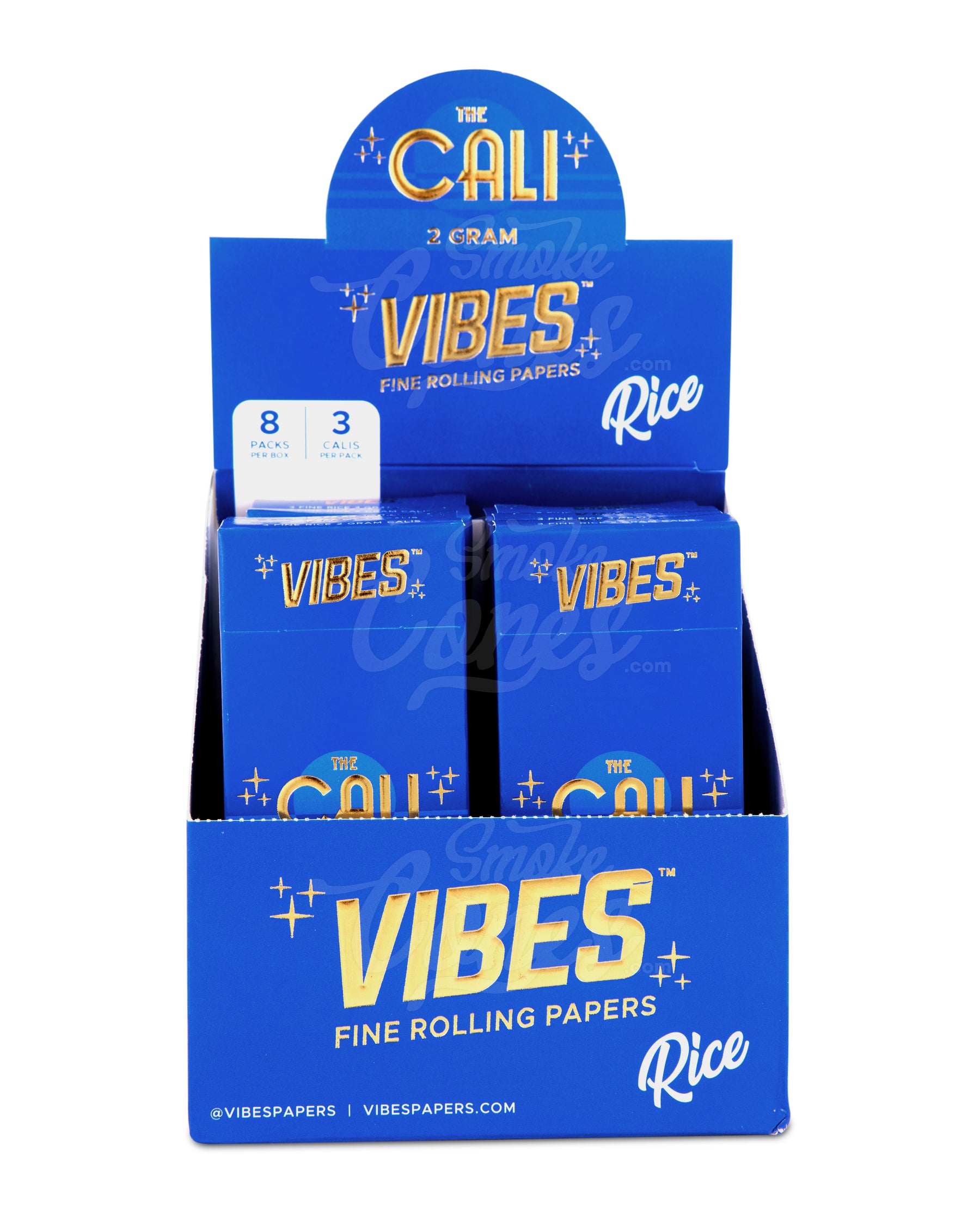 Vibes 110mm King Sized The Cali 2 Gram Pre Rolled Rice Paper Cones 24/Box