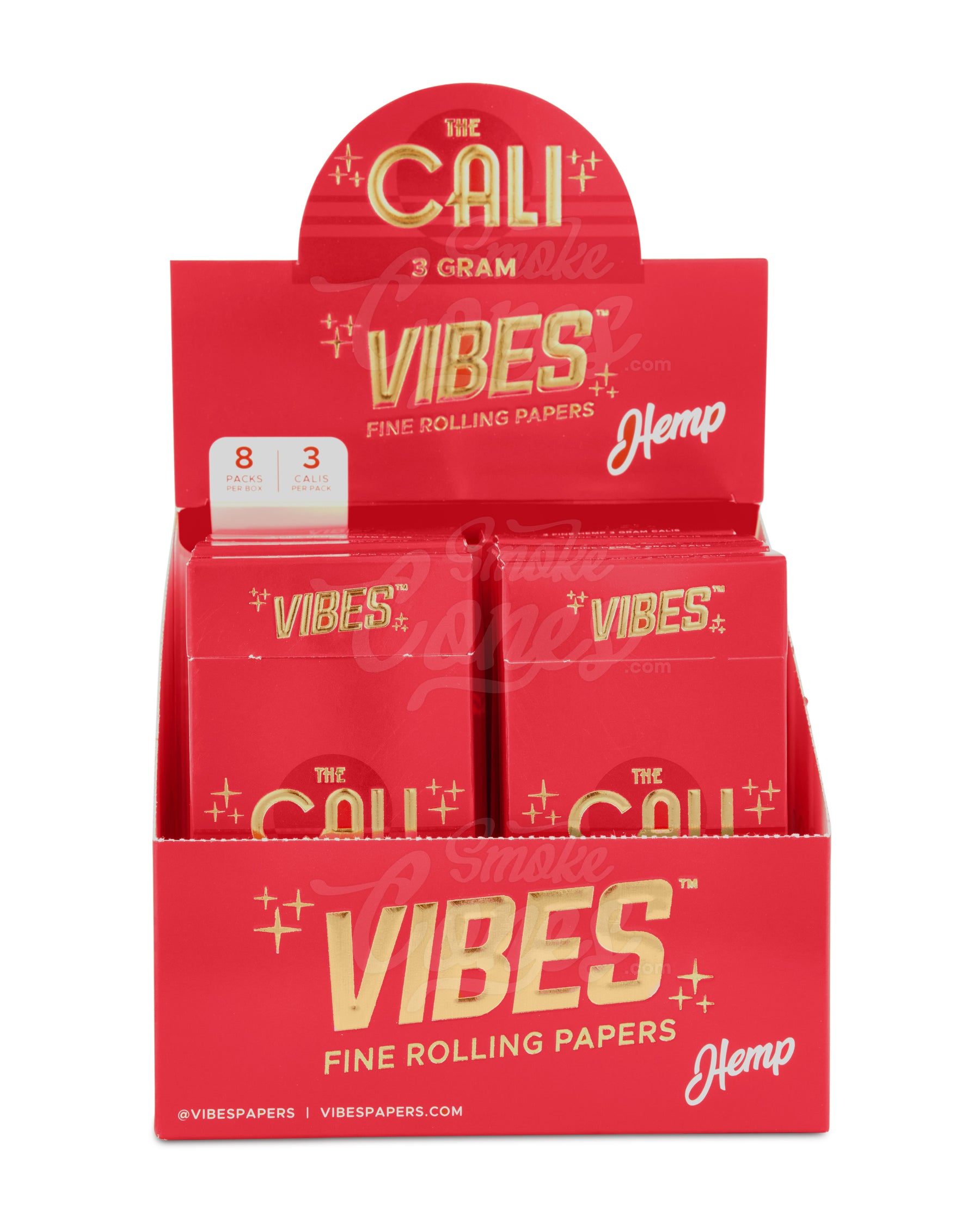 Vibes 110mm King Sized The Cali 3 Gram Pre Rolled Hemp Paper Cones 24/Box
