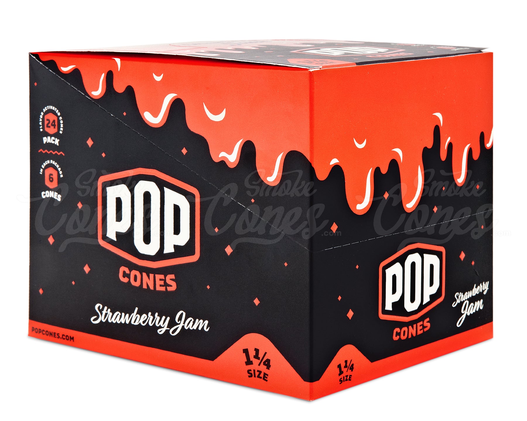 Pop Cones Strawberry Jam 84mm 1 1/4 Sized Pre Rolled Cones 24/Box