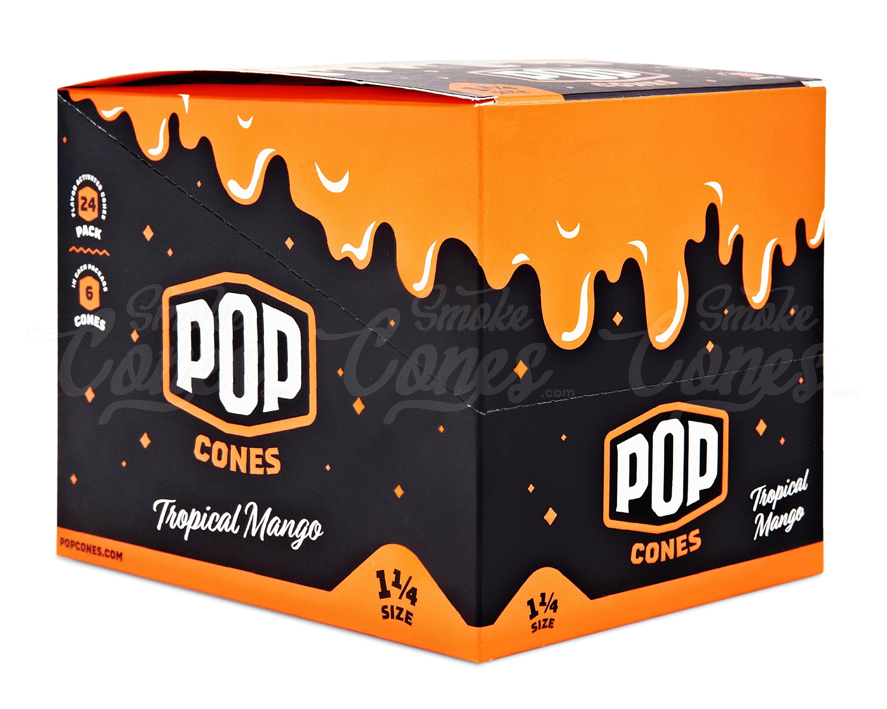 Pop Cones Tropical Mango 84mm 1 1/4 Sized Pre Rolled Cones 24/Box