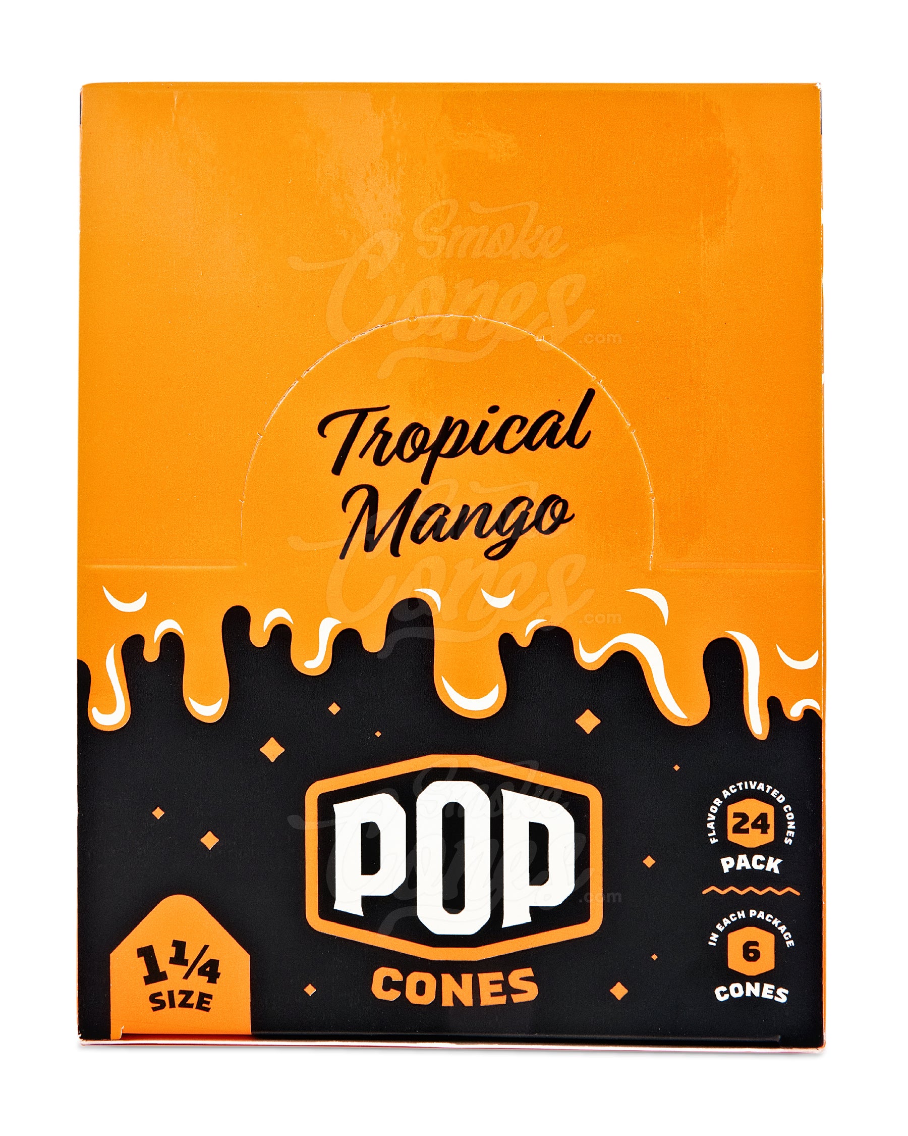 Pop Cones Tropical Mango 84mm 1 1/4 Sized Pre Rolled Cones 24/Box