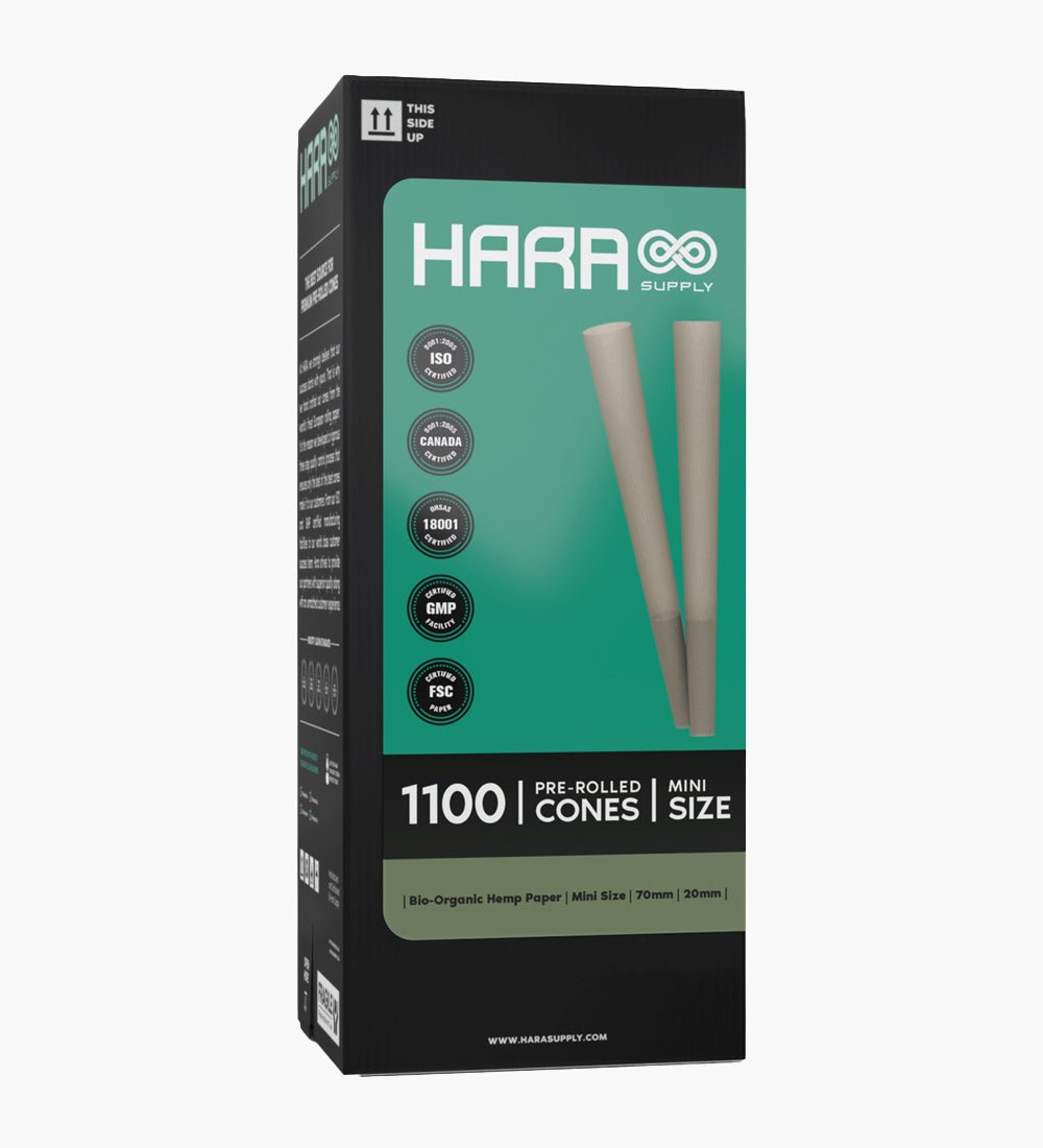 Hara Supply 70mm Mini Sized Pre Rolled Organic Hemp Cones w/ Filter Tip 1100/Box - 1