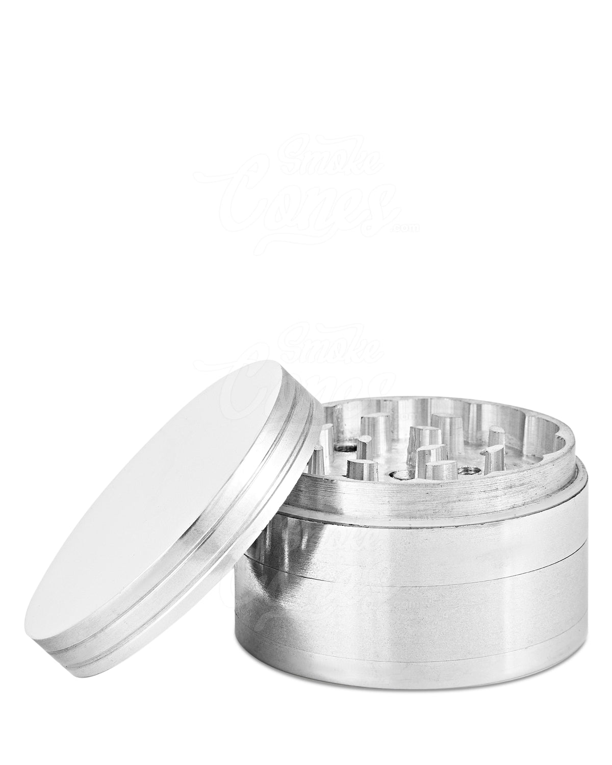 4 Piece 63mm Silver Aluminum Magnetic Metal Grinder w/ Catcher