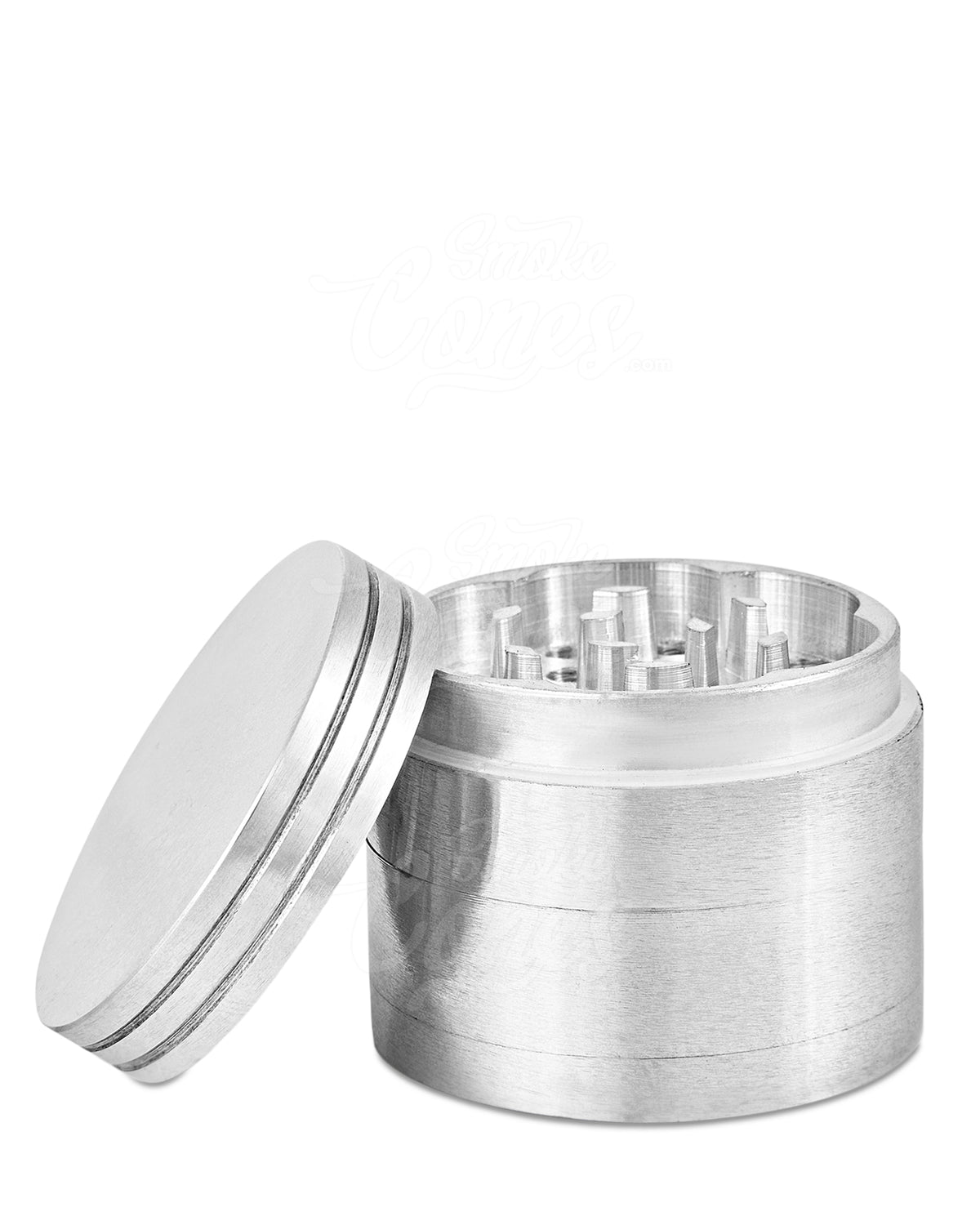 4 Piece 42mm Silver Magnetic Metal Grinder w/ Catcher