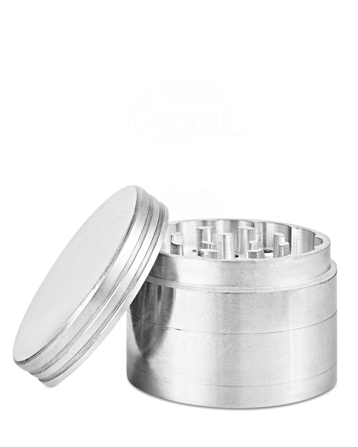 4 Piece 50mm Silver Magnetic Metal Grinder w/ Catcher