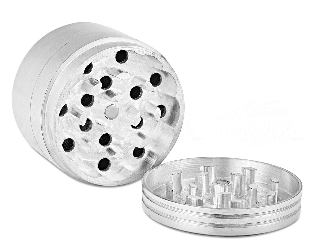 4 Piece 50mm Silver Magnetic Metal Grinder w/ Catcher