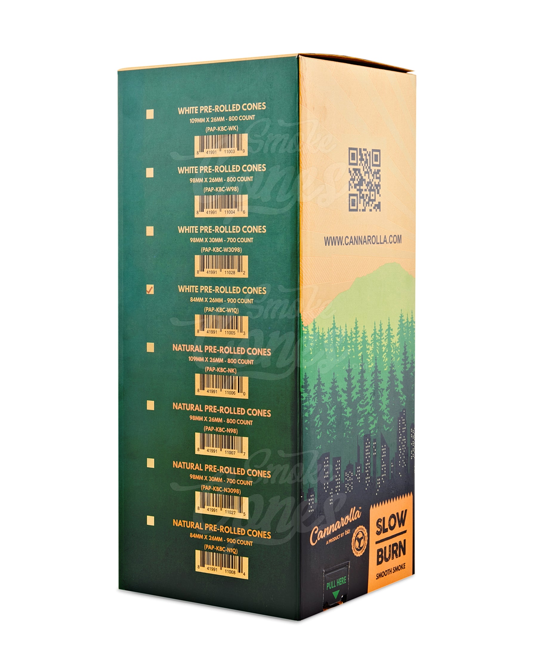 Cannarolla 1 1-4 Size Straight White Pre Rolled Cones w/ 26mm Filter Tip 900/Box