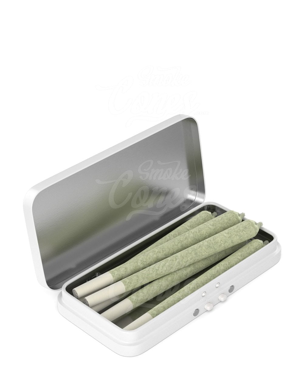 Child Resistant & Sustainable Hinged-Lid Large Edible & Joint White Tin Box 100/Box - 2