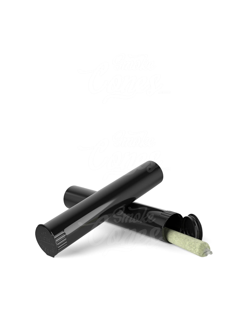 95mm Child Resistant Pop Top Opaque Black Plastic PCR Open Pre-Roll Tubes 1000/Box