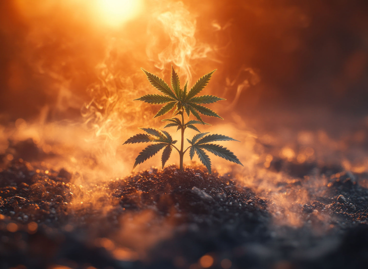 Wooden desk with vintage cameras, plants, books, and a large screen displaying a castle on a hill with layered mountains