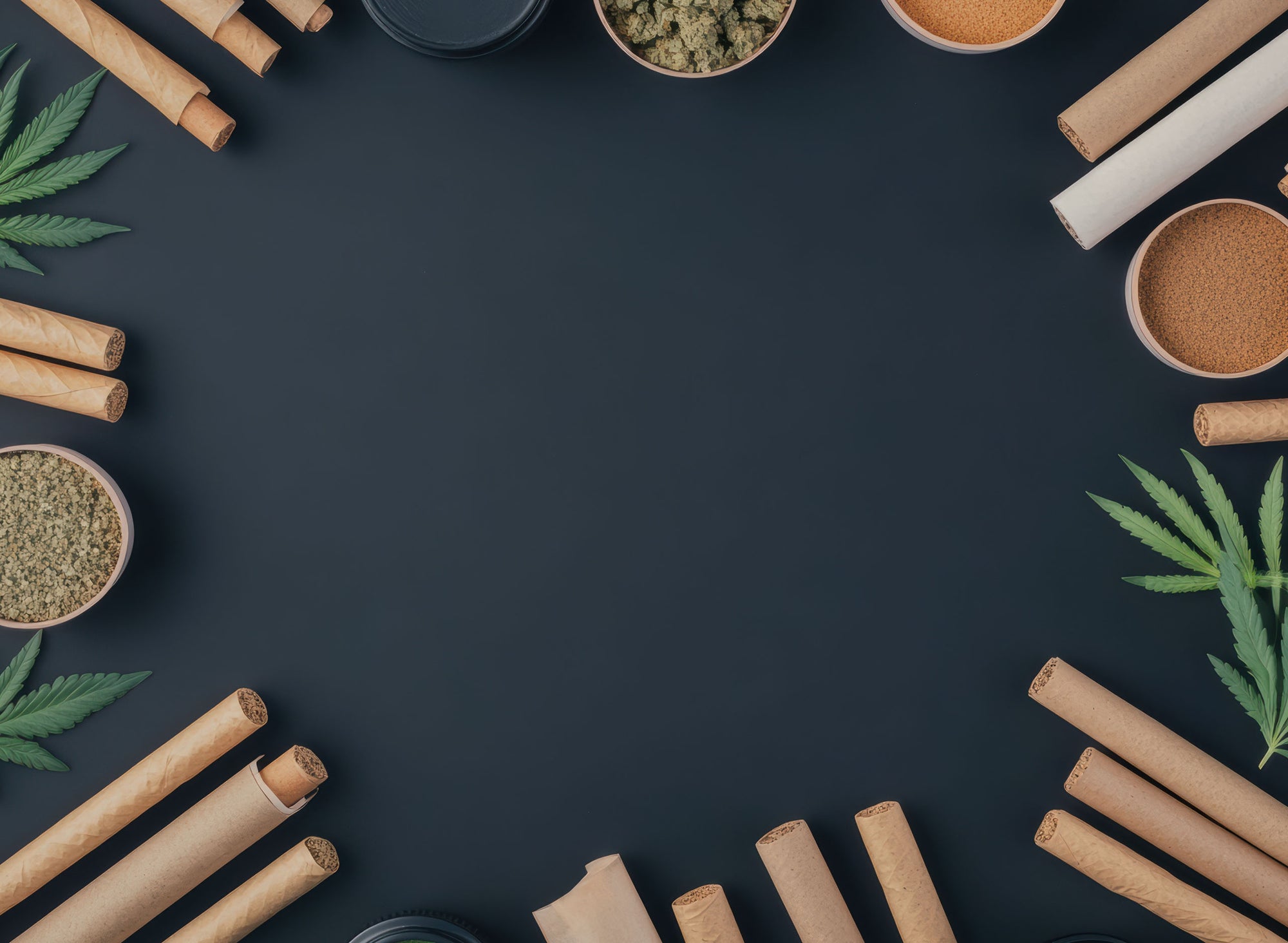 Yellow background with a large red circle. White containers and drawing tools scattered on a wooden surface